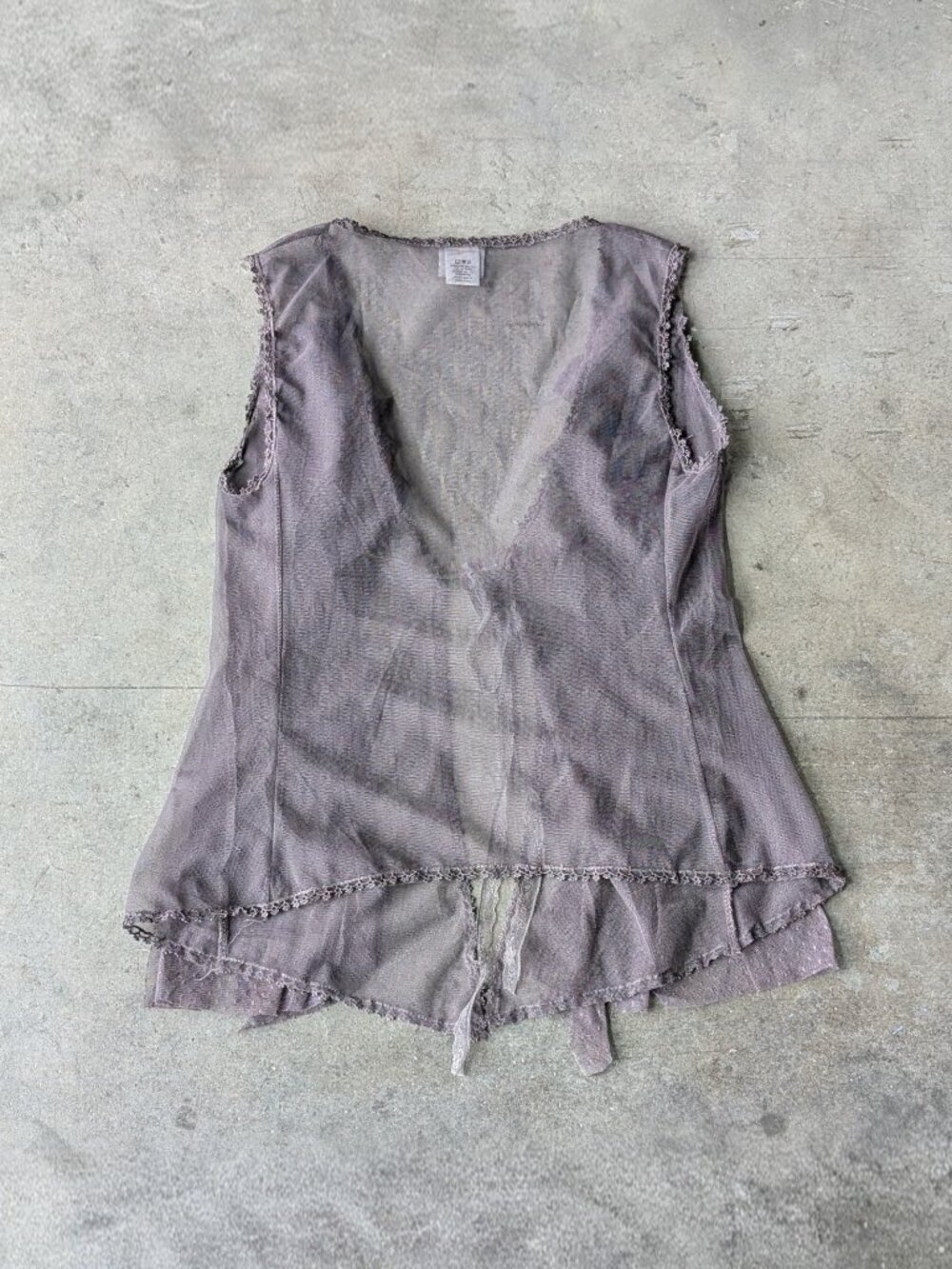 Daytrip Fairycore Whimsigoth Gray Sheer Lace Mesh Sleeveless Top small - Picture 9 of 9